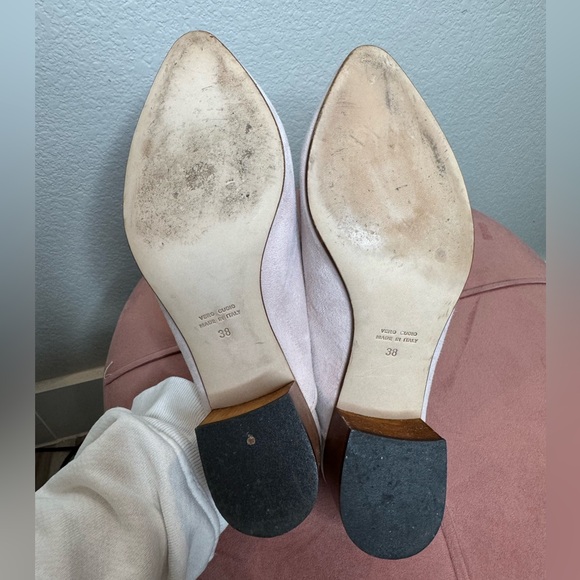 Thelma Suede Mule Heels Womens US 7.5-8 Light Pink Italian Leather Slip On - Picture 8 of 9